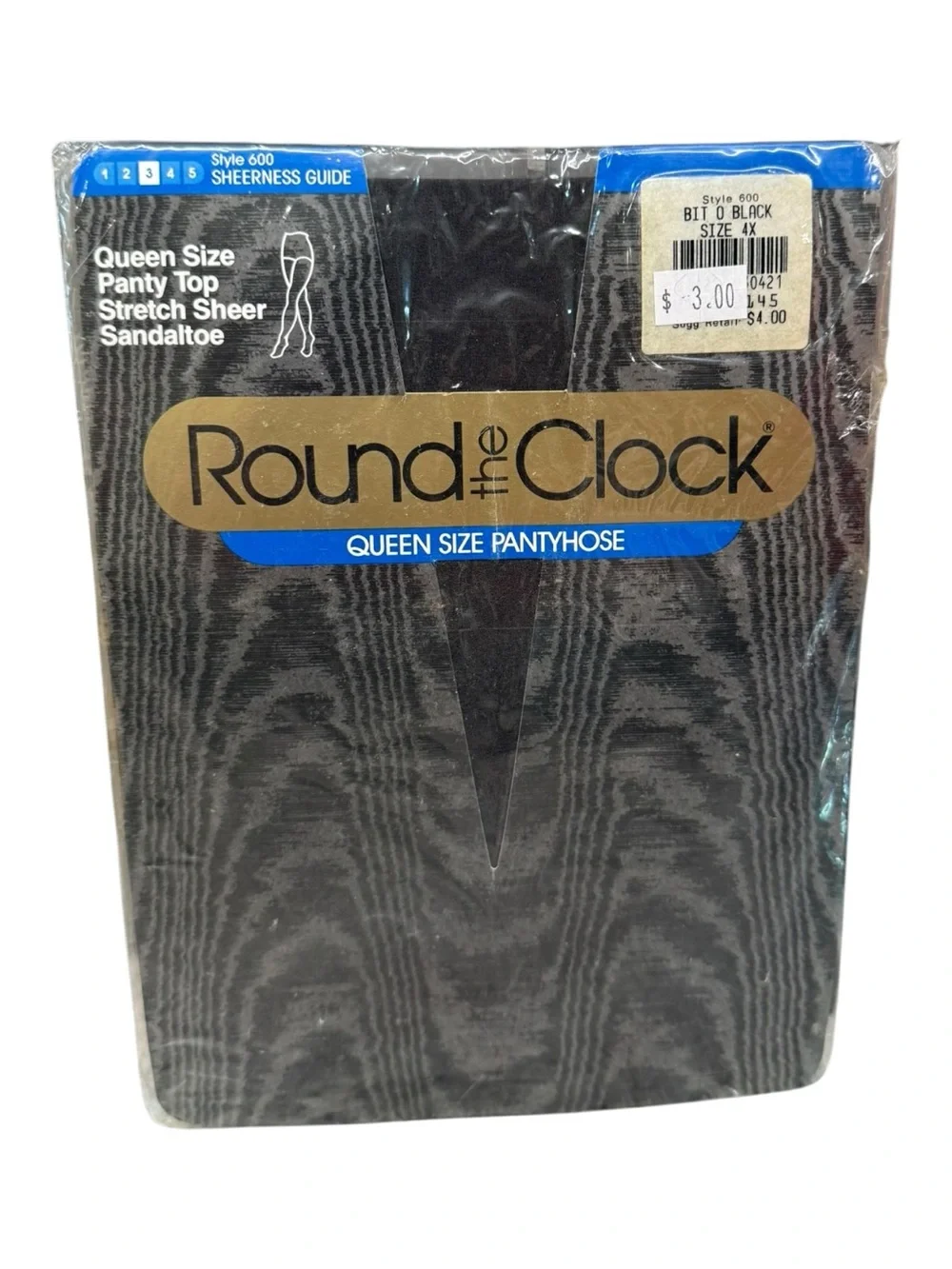 Round The Clock Queen Size Panty Top Stretch Sheet Pantyhose Sz 4X Bit O Black